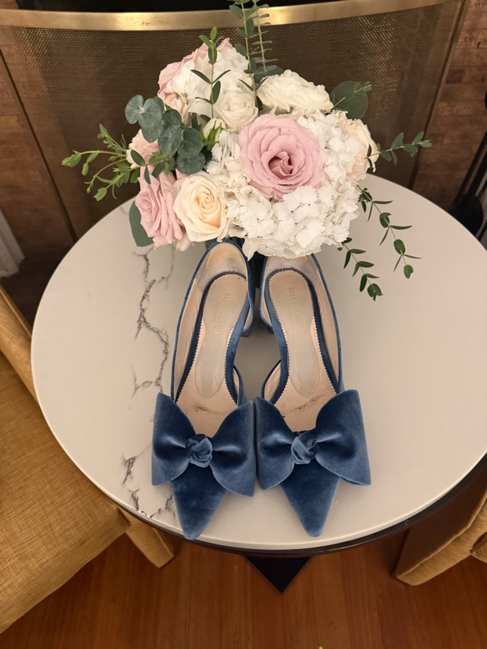 Silvia Lago Blue Velvet Valentina Pointed-Toe Bow Heels - Women